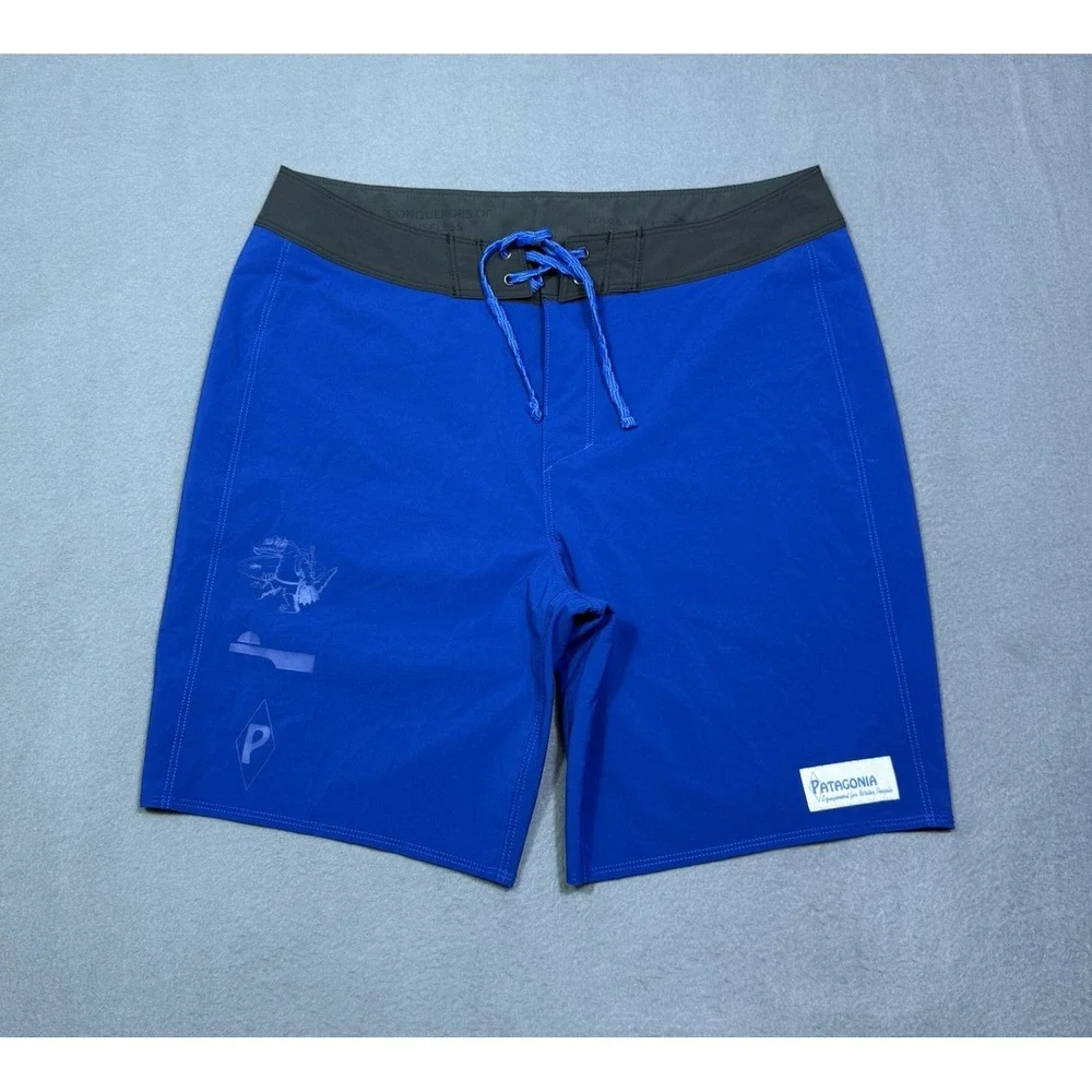 Patagonia Hydro Series Boardshorts Mens 30 Blue Stretch Surf Swim Trunks Beach